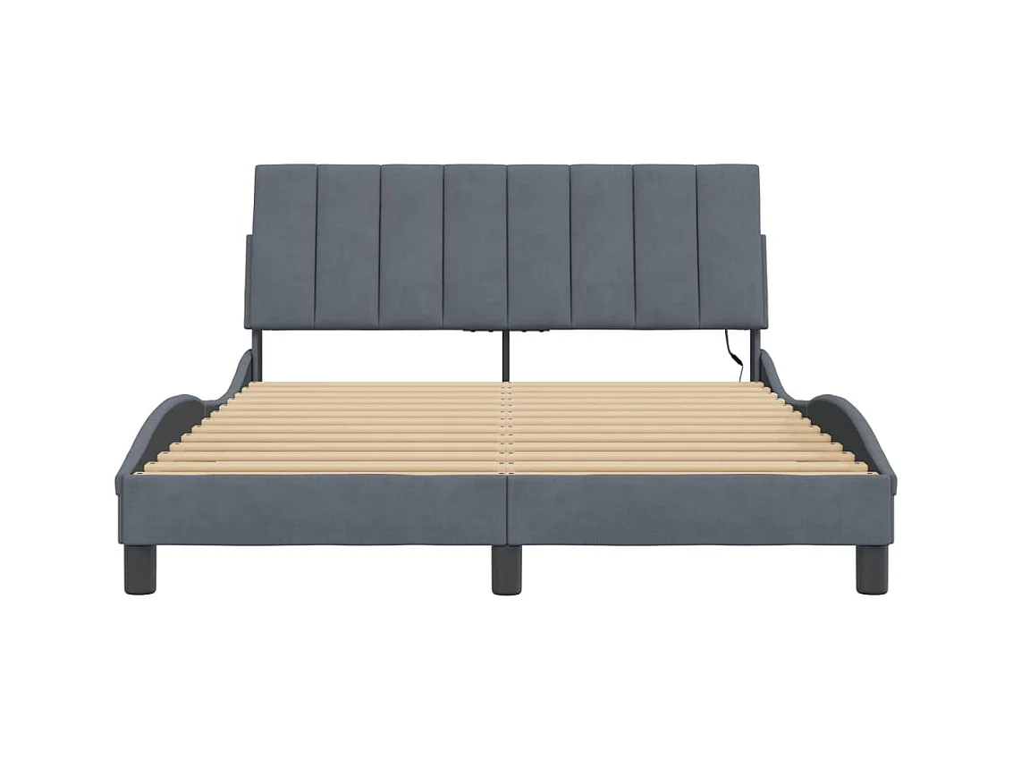 Giroletto con Luci LED Grigio Scuro 140x190 cm in Velluto