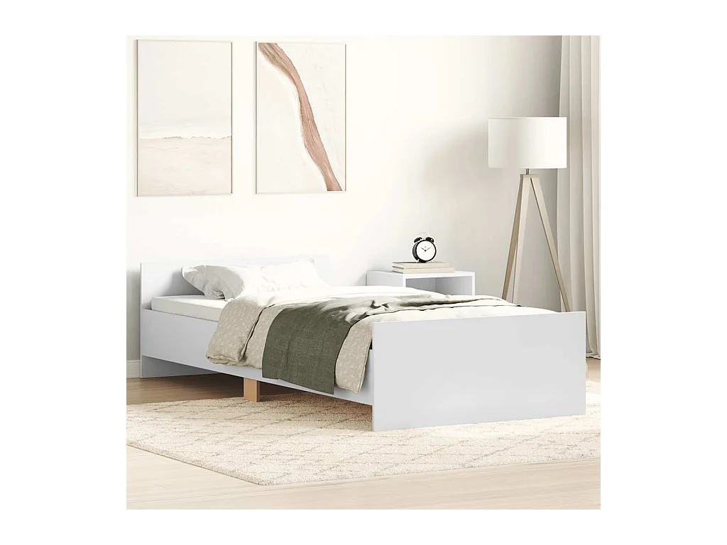 Cadre de lit sans matelas blanc 90x200 cm bois d'ingénierie