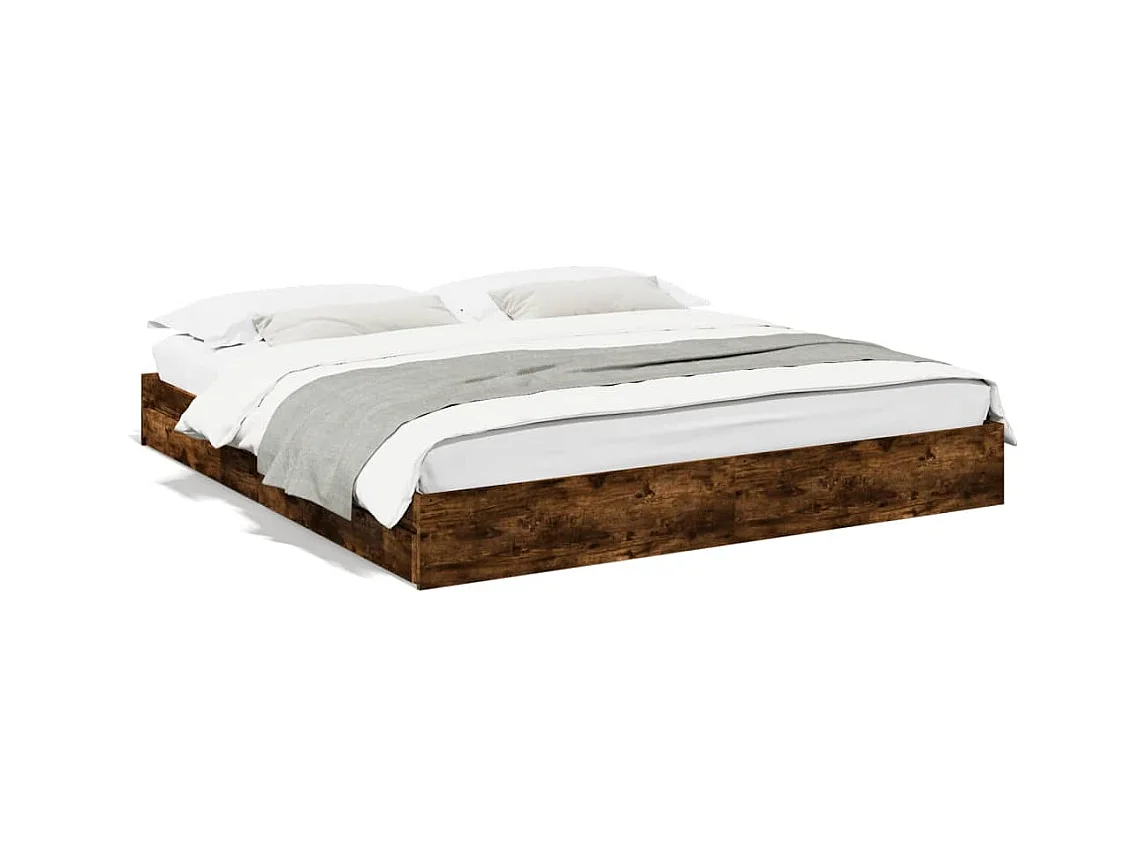 Cadre de lit avec tiroirs sans matelas chêne fumé 200x200 cm