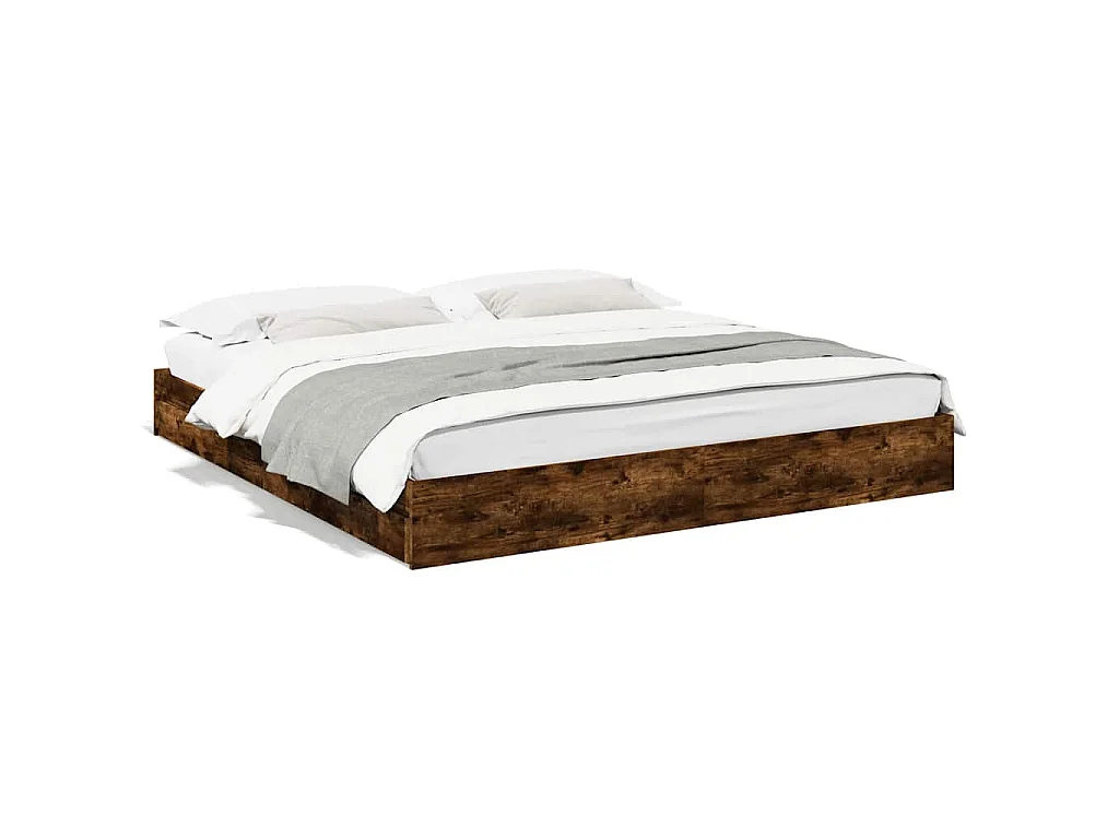 Cadre de lit avec tiroirs sans matelas chêne fumé 200x200 cm