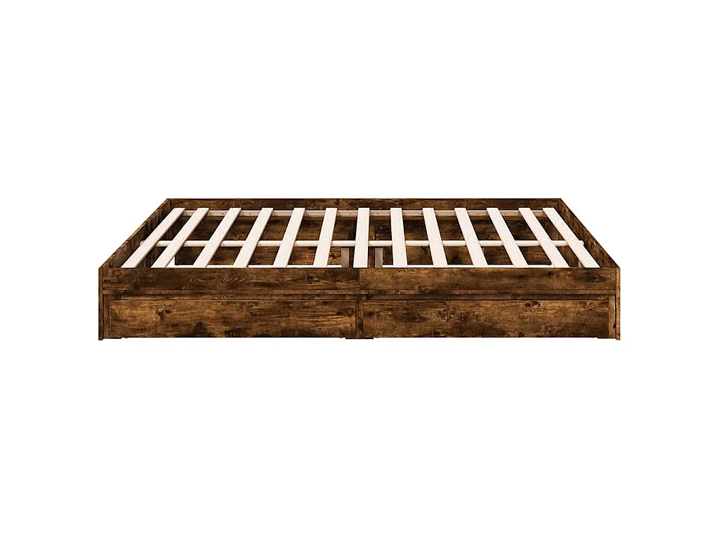 Cadre de lit avec tiroirs sans matelas chêne fumé 200x200 cm