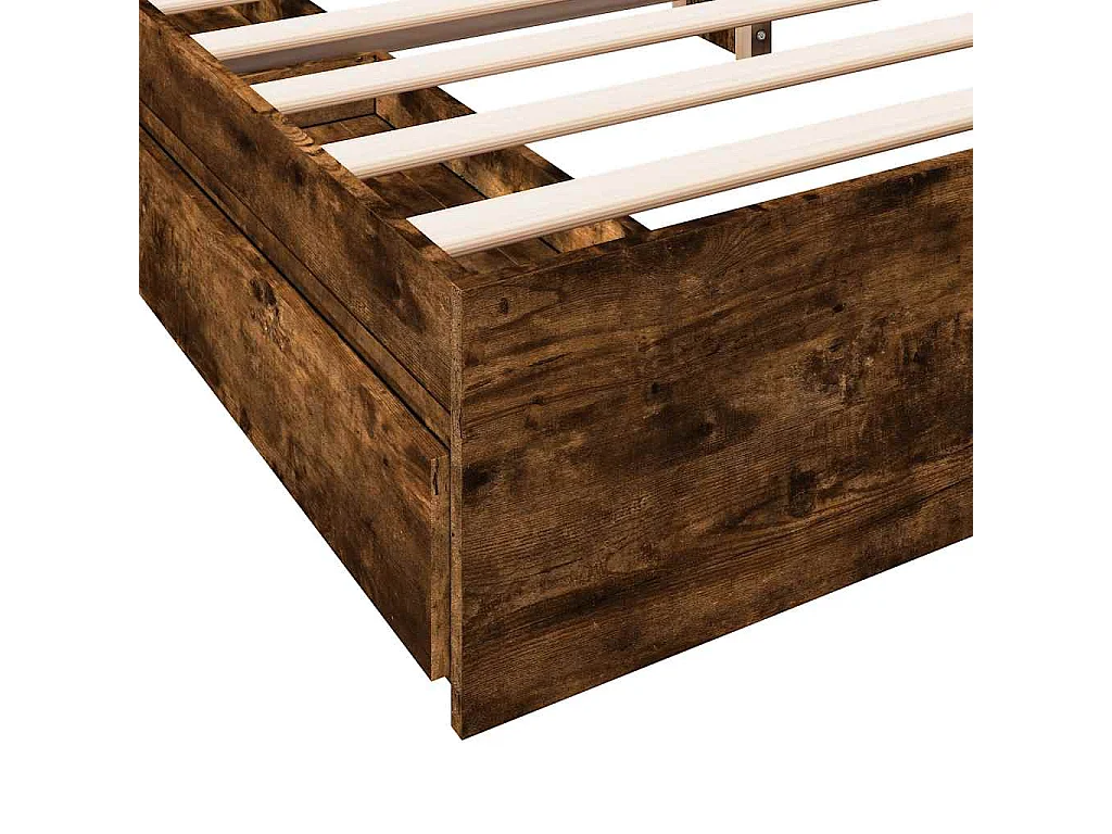 Cadre de lit avec tiroirs sans matelas chêne fumé 200x200 cm