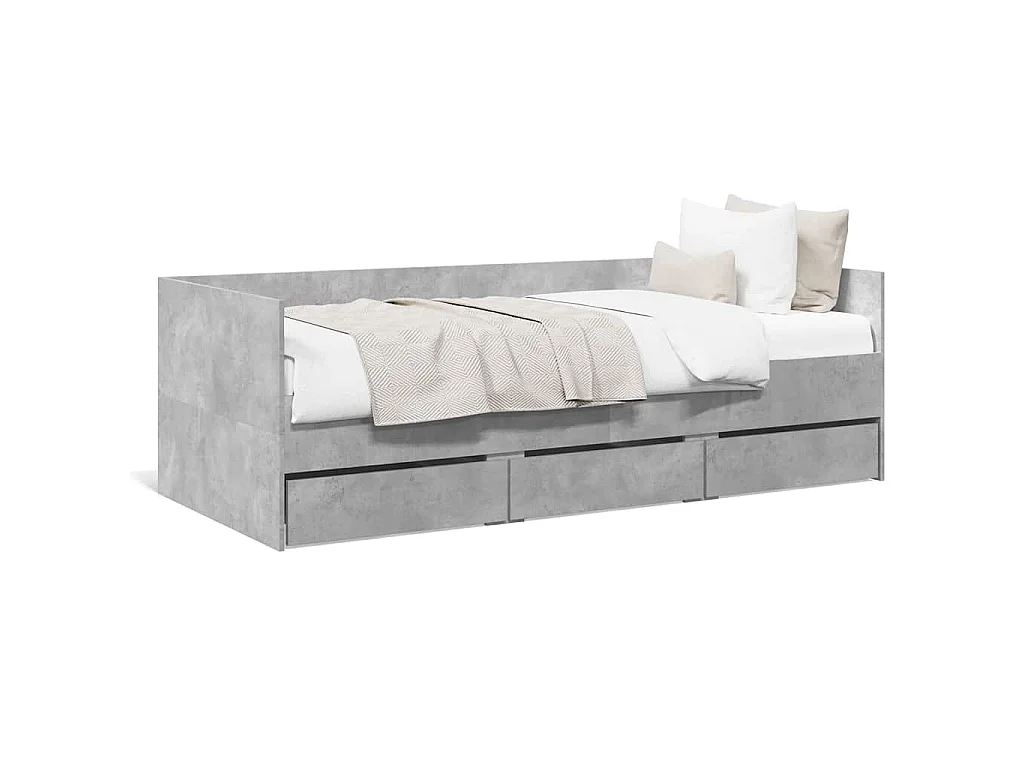 Sofá-cama com gavetas sem colchão 100x200 cm cinzento cimento