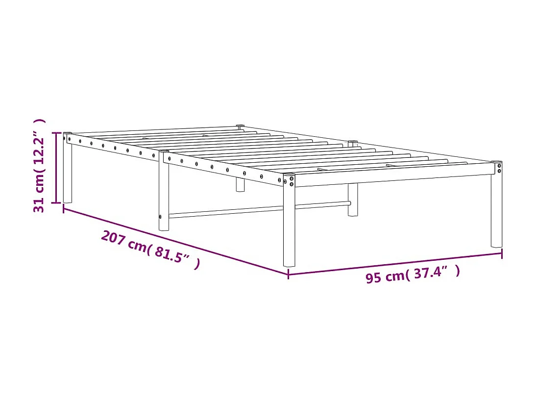Estructura de cama sin colchón metal negro 90x200 cm