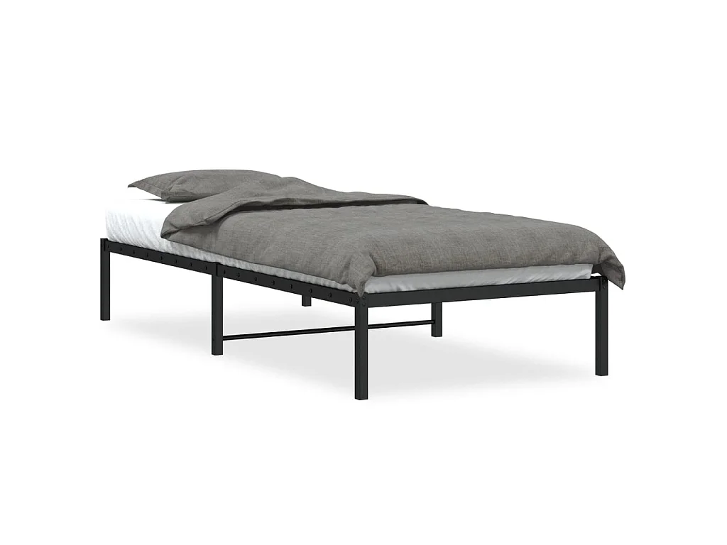 Cadre de lit métal sans matelas noir 90x200 cm