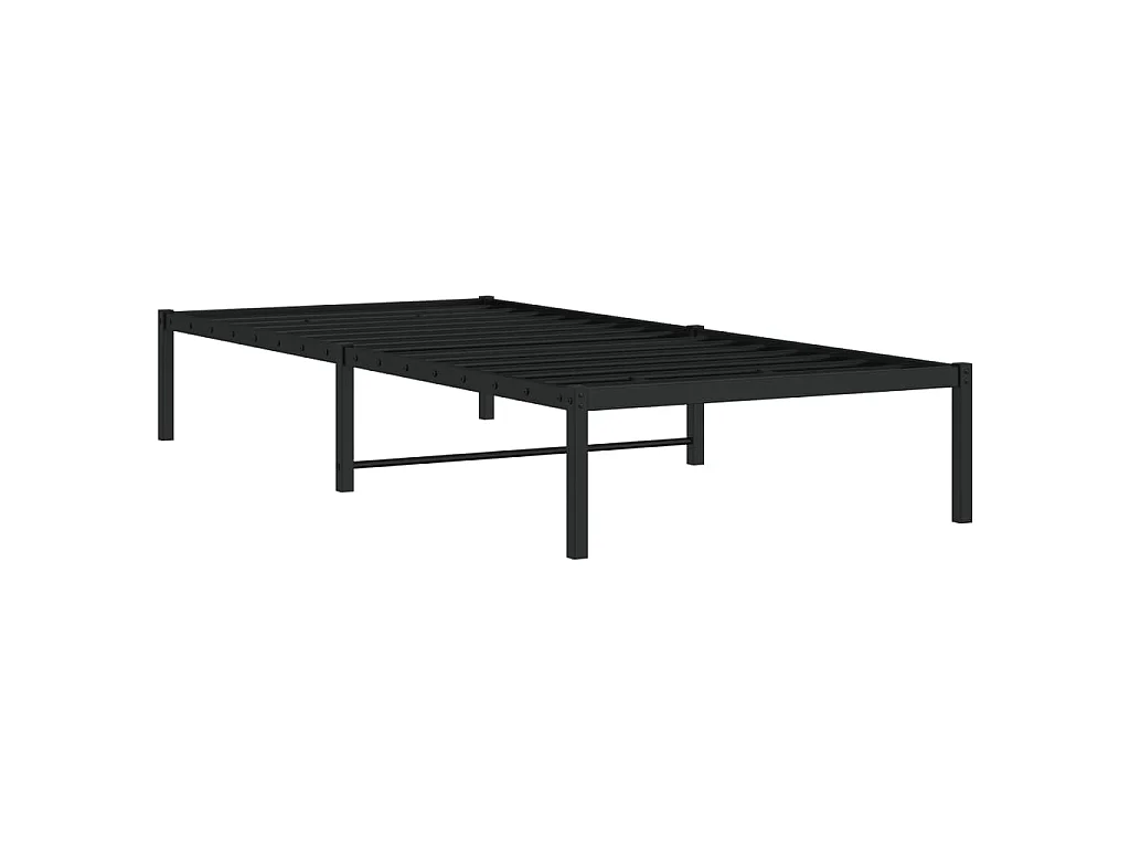 Cadre de lit métal sans matelas noir 90x200 cm