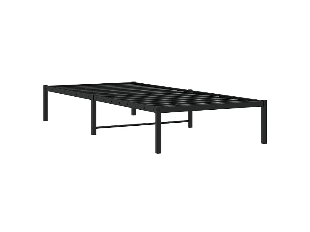 Cadre de lit métal sans matelas noir 90x200 cm