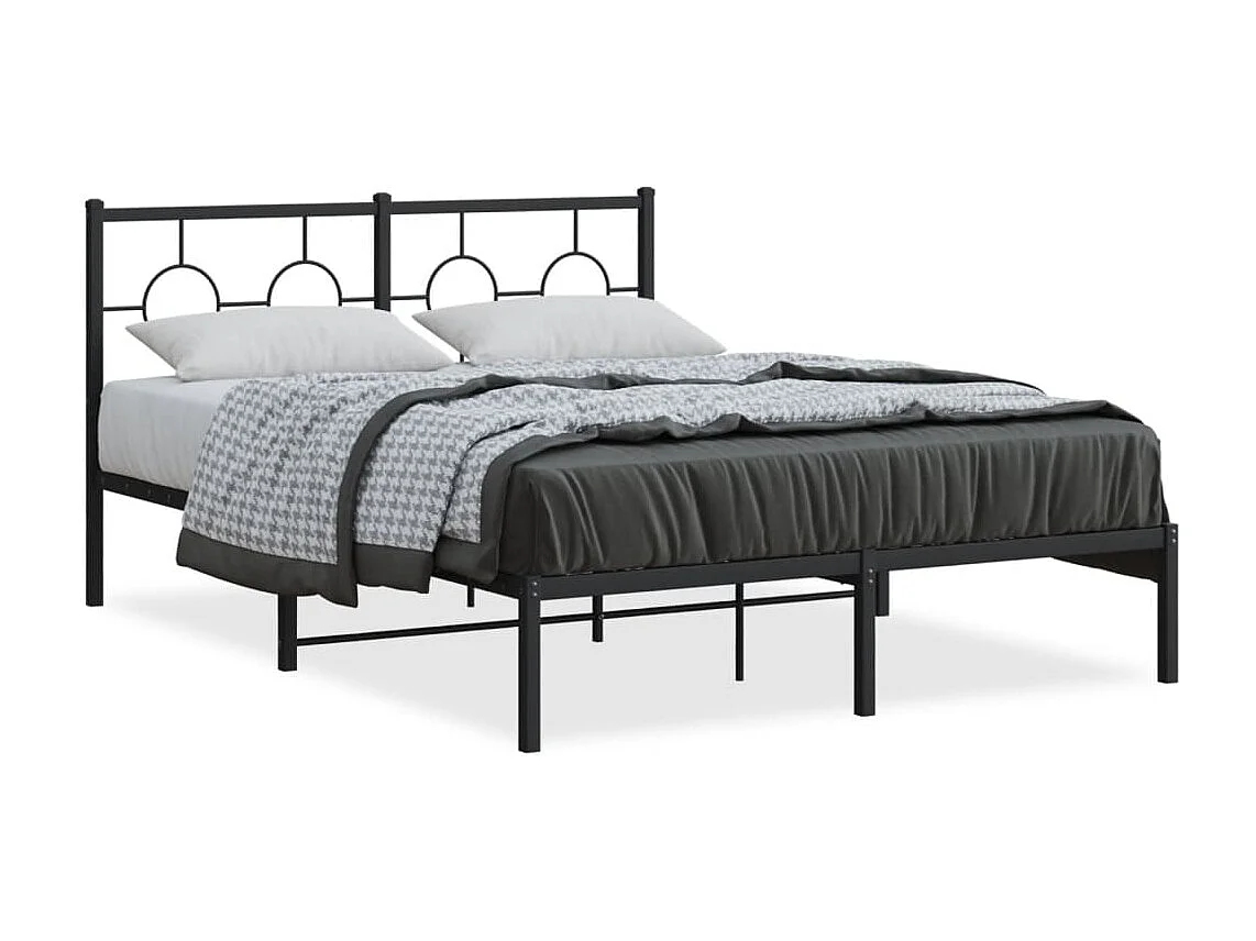 Cadre de lit métal sans matelas avec tête de lit noir 140x190cm