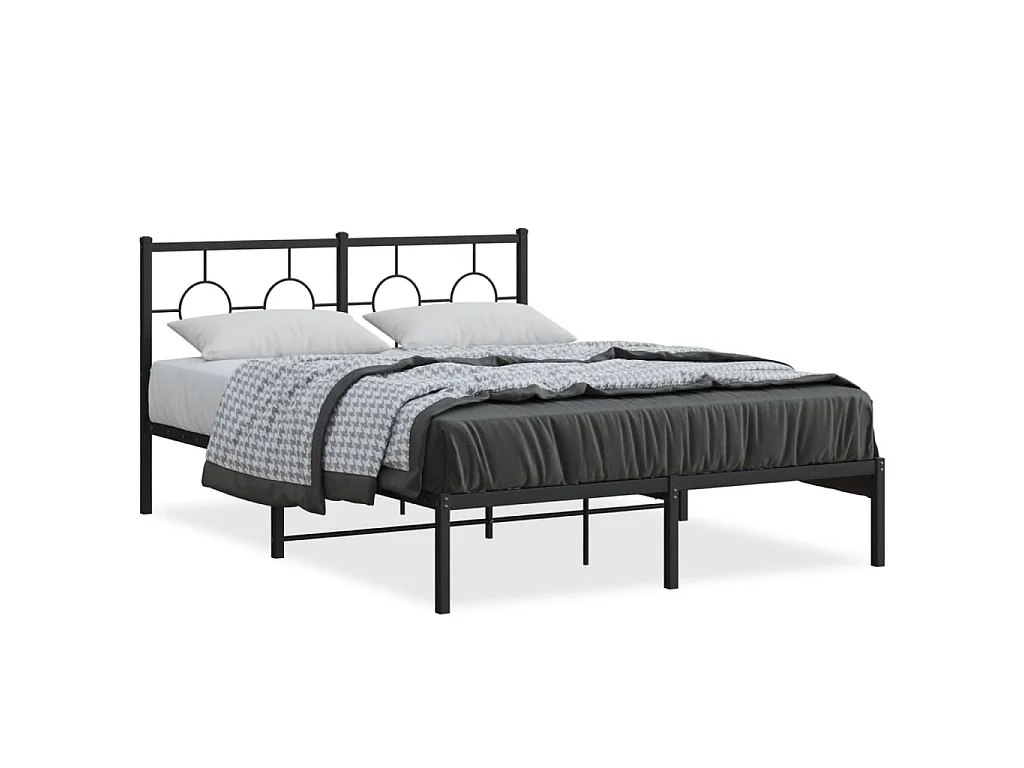 Cadre de lit métal sans matelas avec tête de lit noir 140x190cm