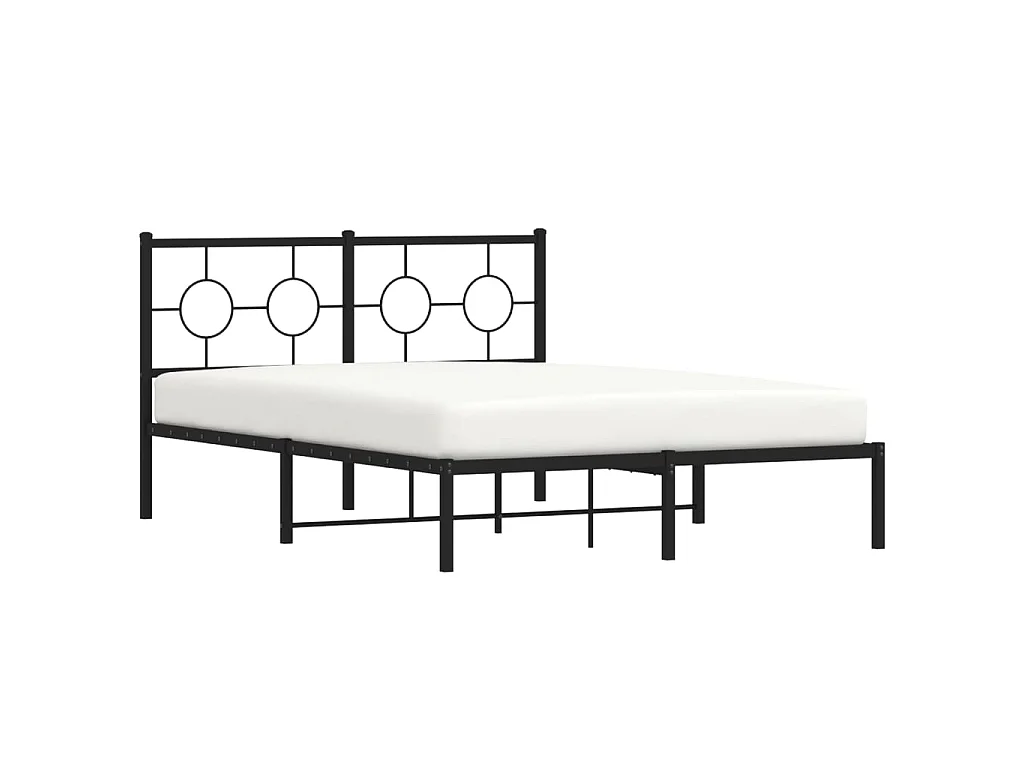 Cadre de lit métal sans matelas avec tête de lit noir 140x190cm
