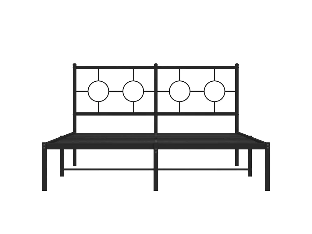 Cadre de lit métal sans matelas avec tête de lit noir 140x190cm