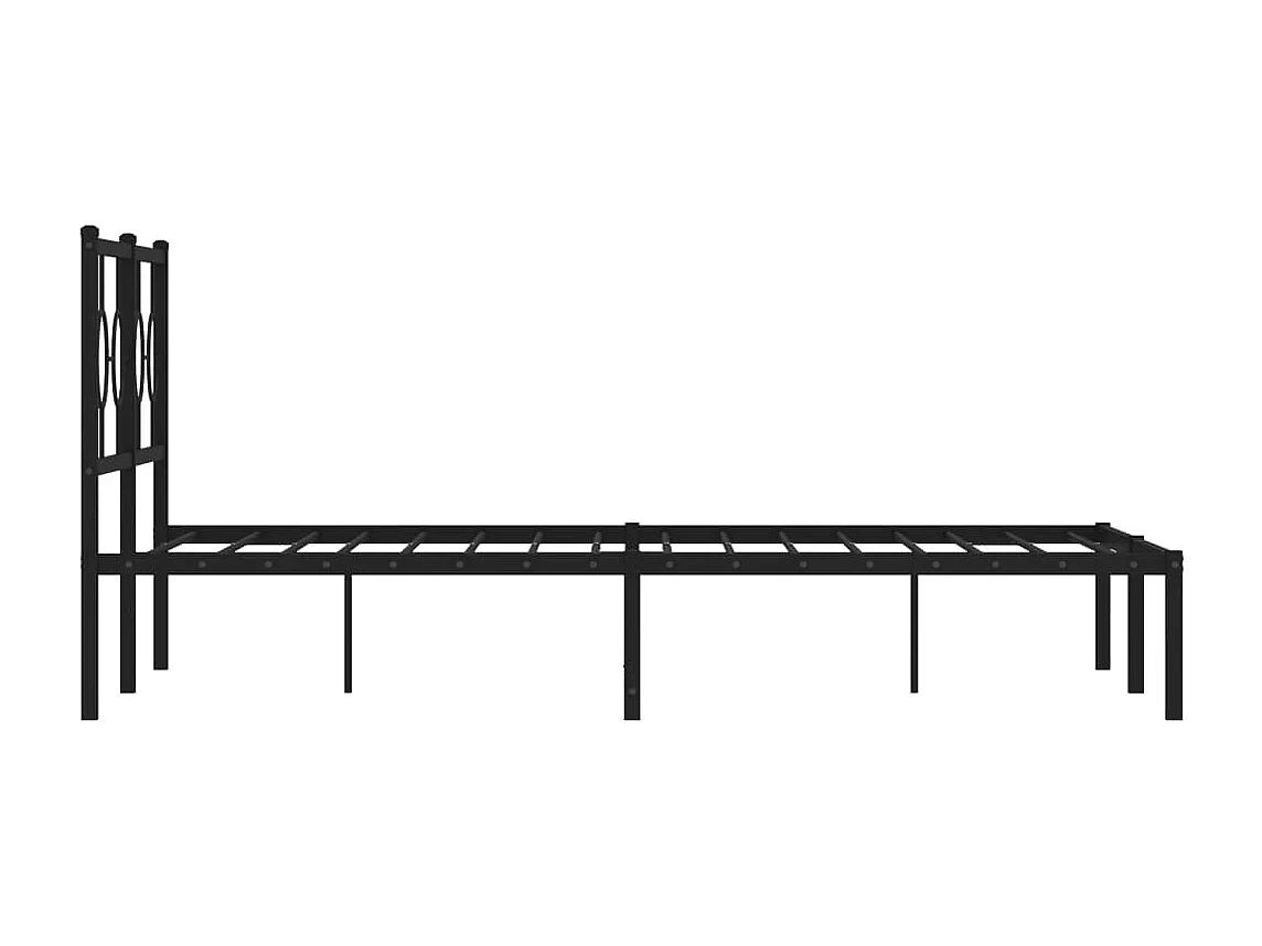 Cadre de lit métal sans matelas avec tête de lit noir 140x190cm