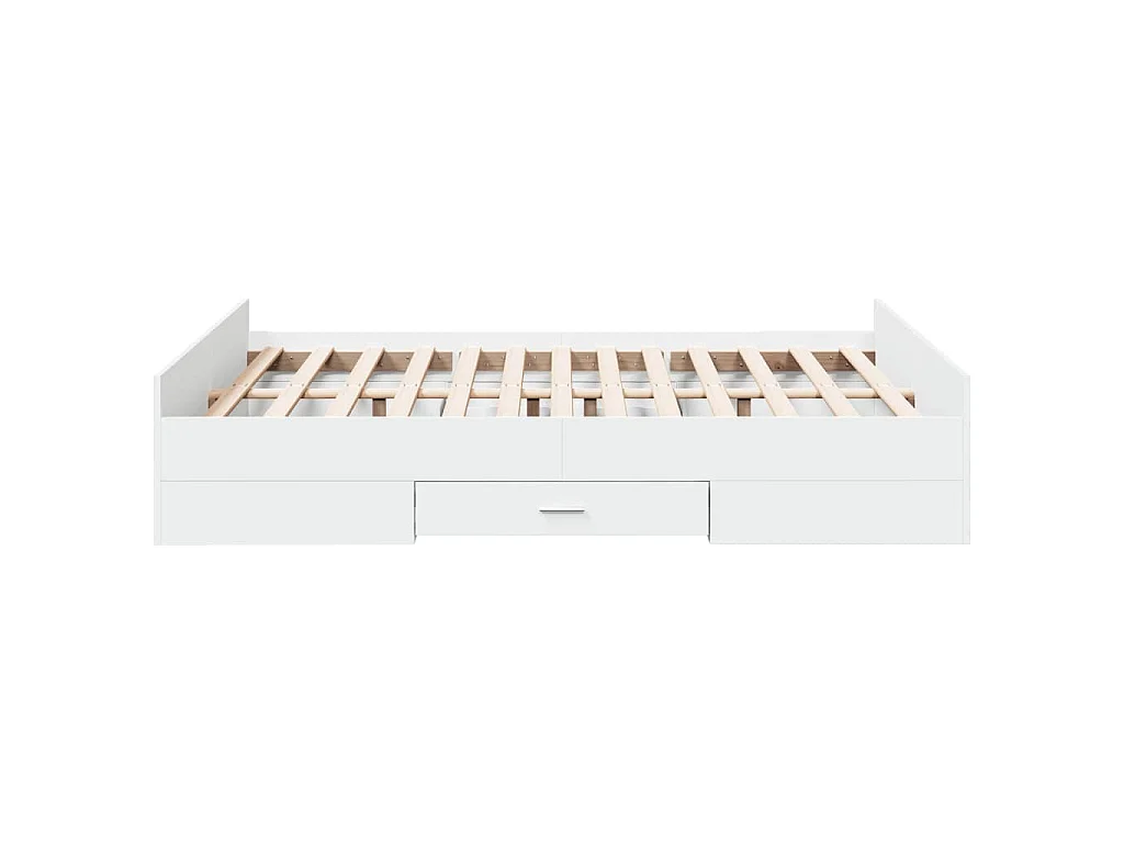 Cadre de lit avec tiroirs sans matelas blanc 140x190 cm