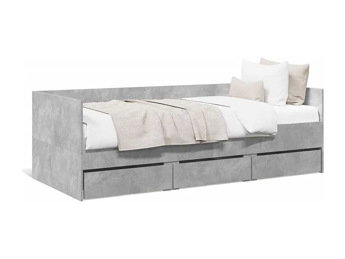 Slaapbank met lades zonder matras 90x200 cm betongrijs
