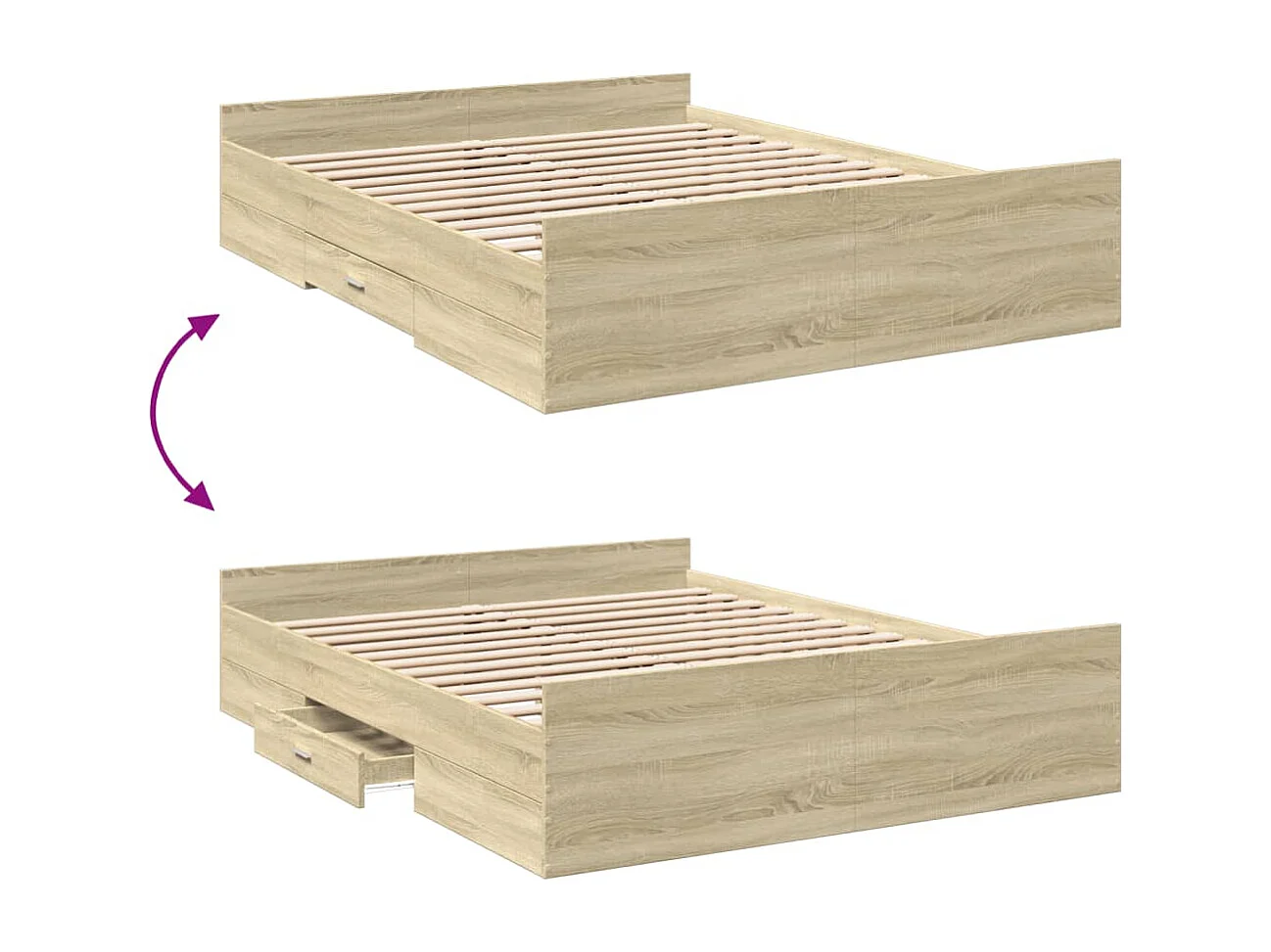 Bedframe met lades bewerkt hout sonoma eikenkleurig 150x200 cm