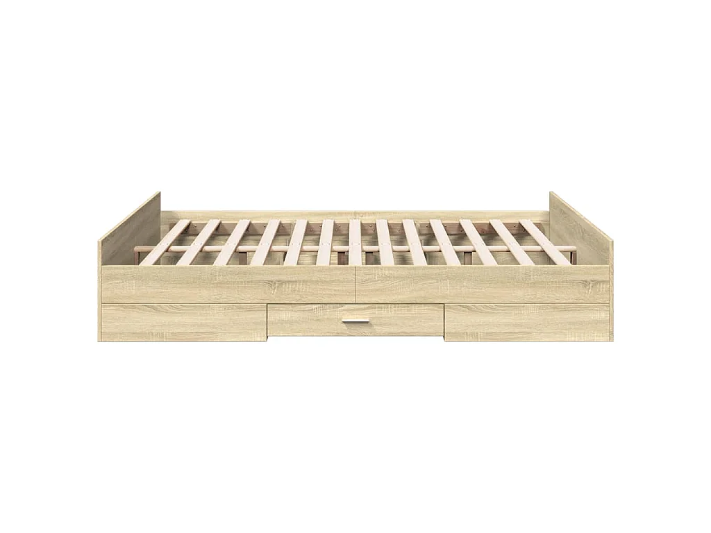 Cadre de lit avec tiroirs sans matelas chêne sonoma 150x200 cm