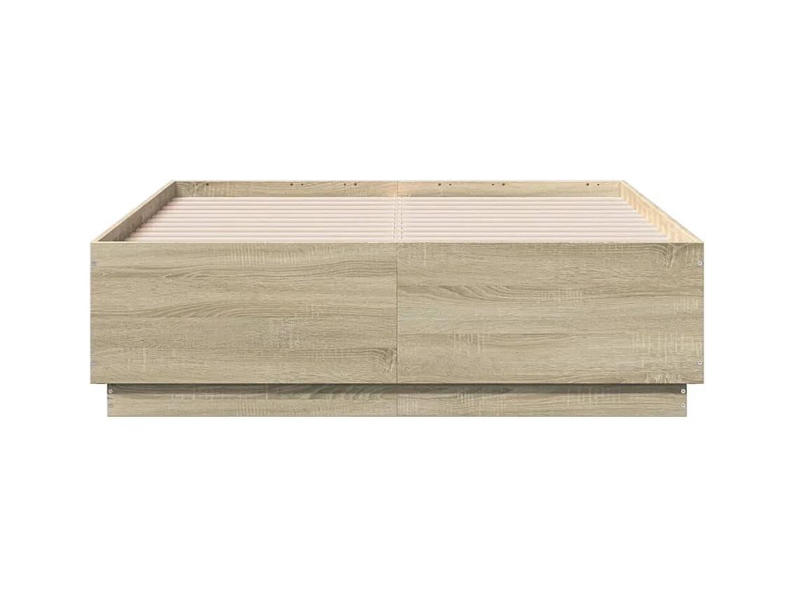 Bedframe met LED-verlichting sonoma eikenkleurig 135x190 cm