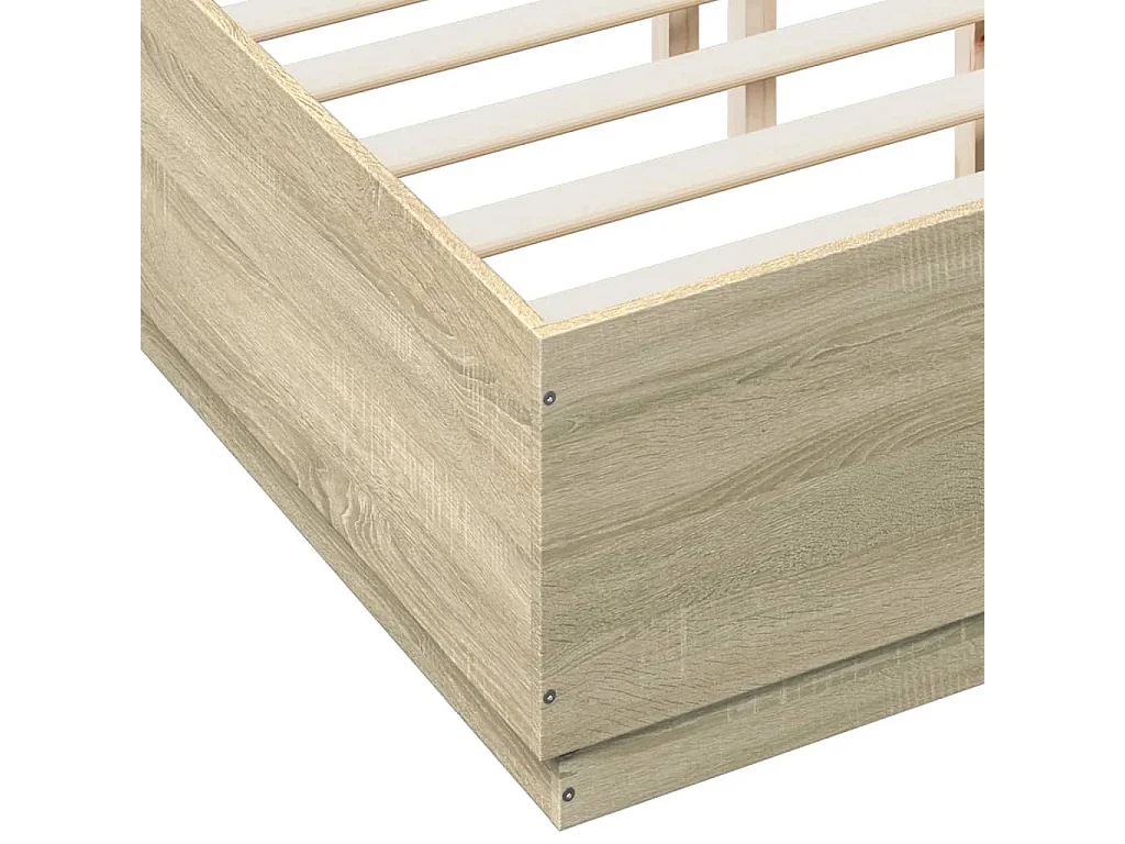 Estrutura cama c/ luzes LED derivados madeira carvalho sonoma