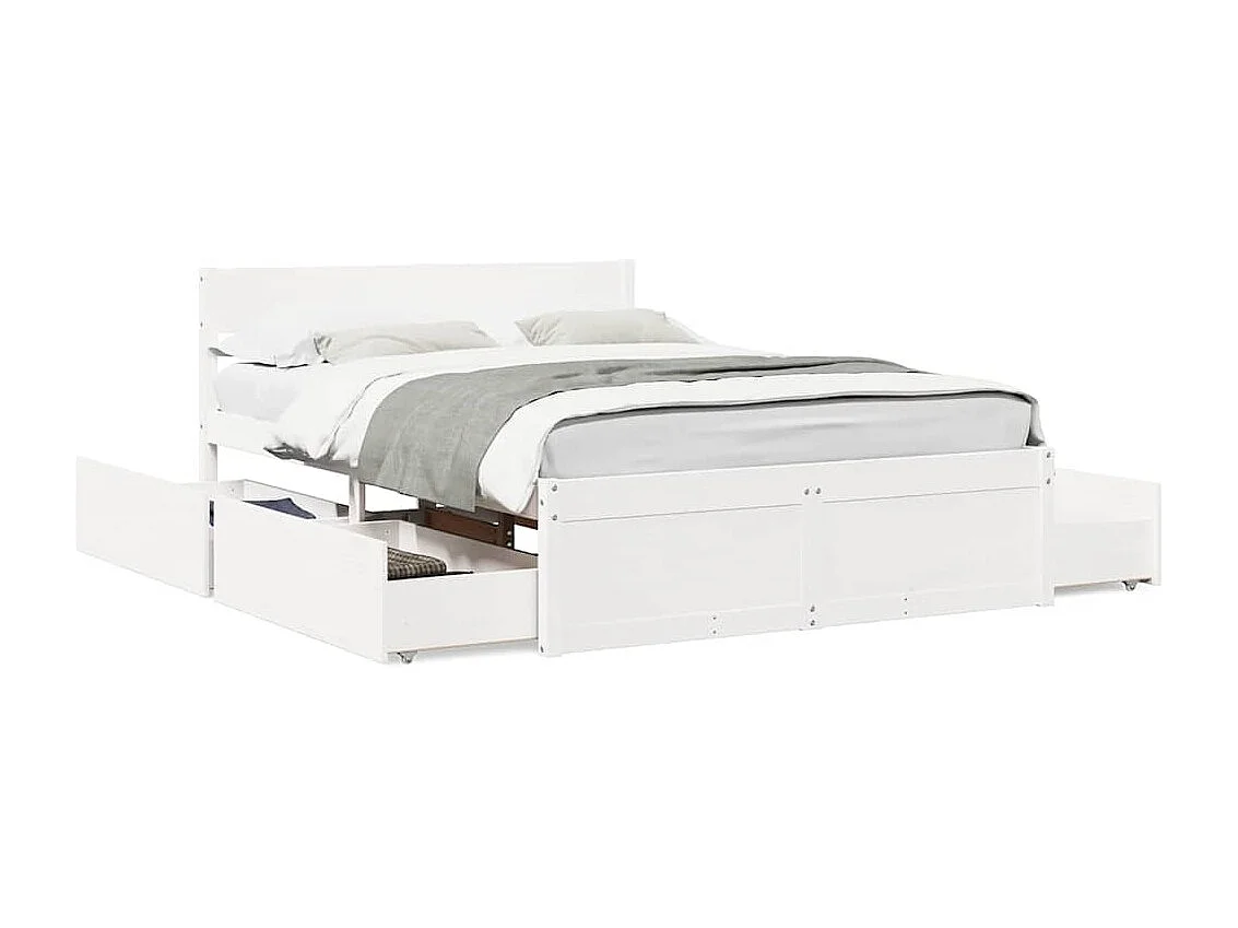 Bedframe zonder matras massief grenenhout wit 120x190 cm
