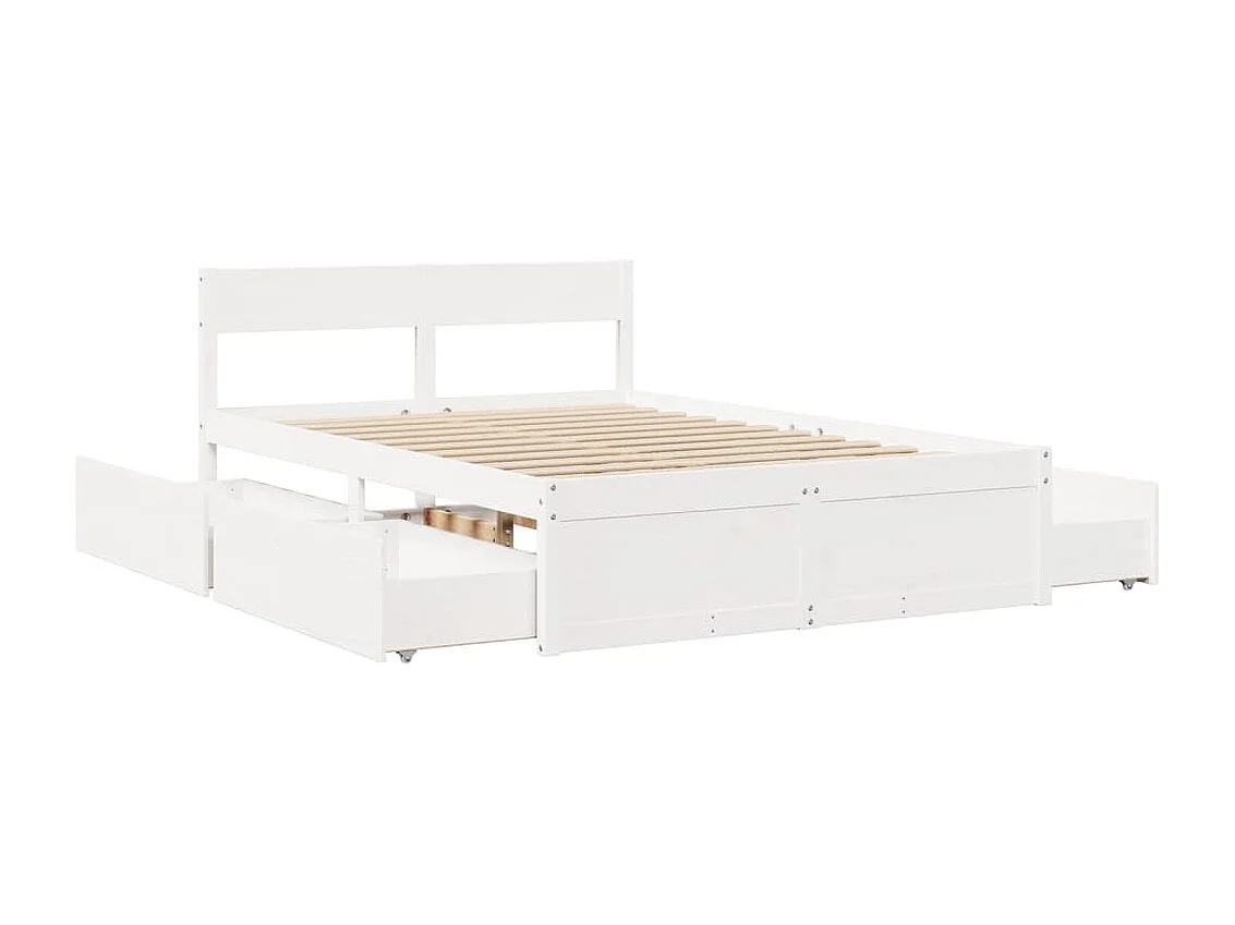 Bedframe zonder matras massief grenenhout wit 120x190 cm