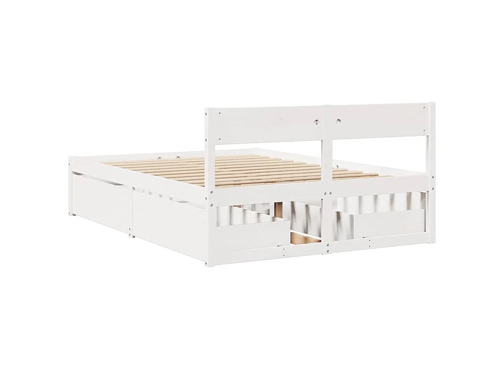 Bedframe zonder matras massief grenenhout wit 120x190 cm