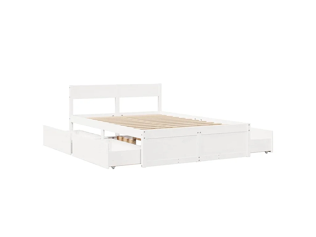 Bedframe zonder matras massief grenenhout wit 120x190 cm