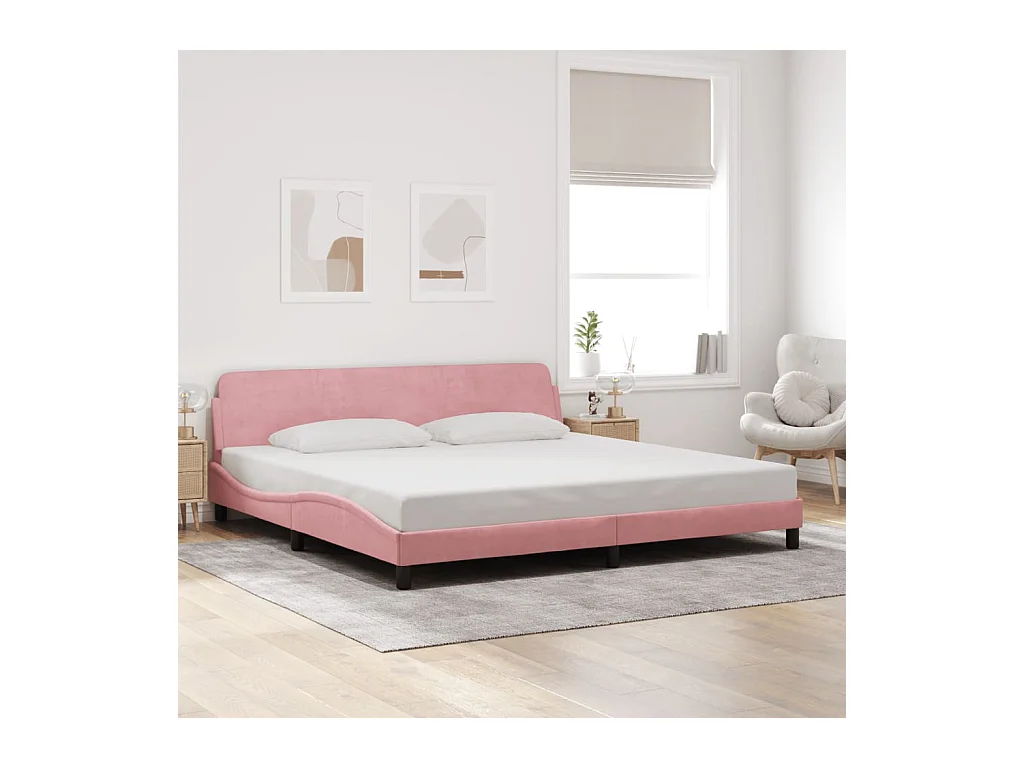 Giroletto con Testiera Rosa 200x200 cm in Velluto