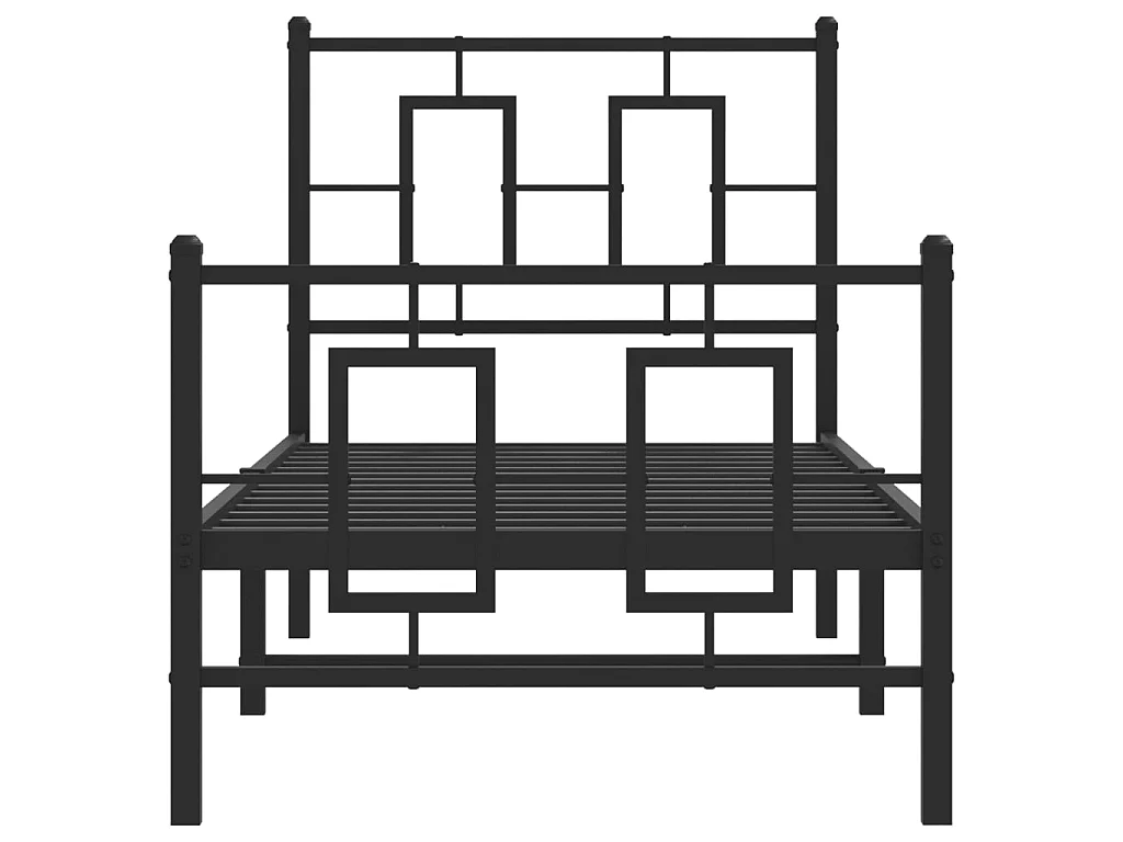 Cadre de lit métal sans matelas avec pied de lit noir 75x190 cm