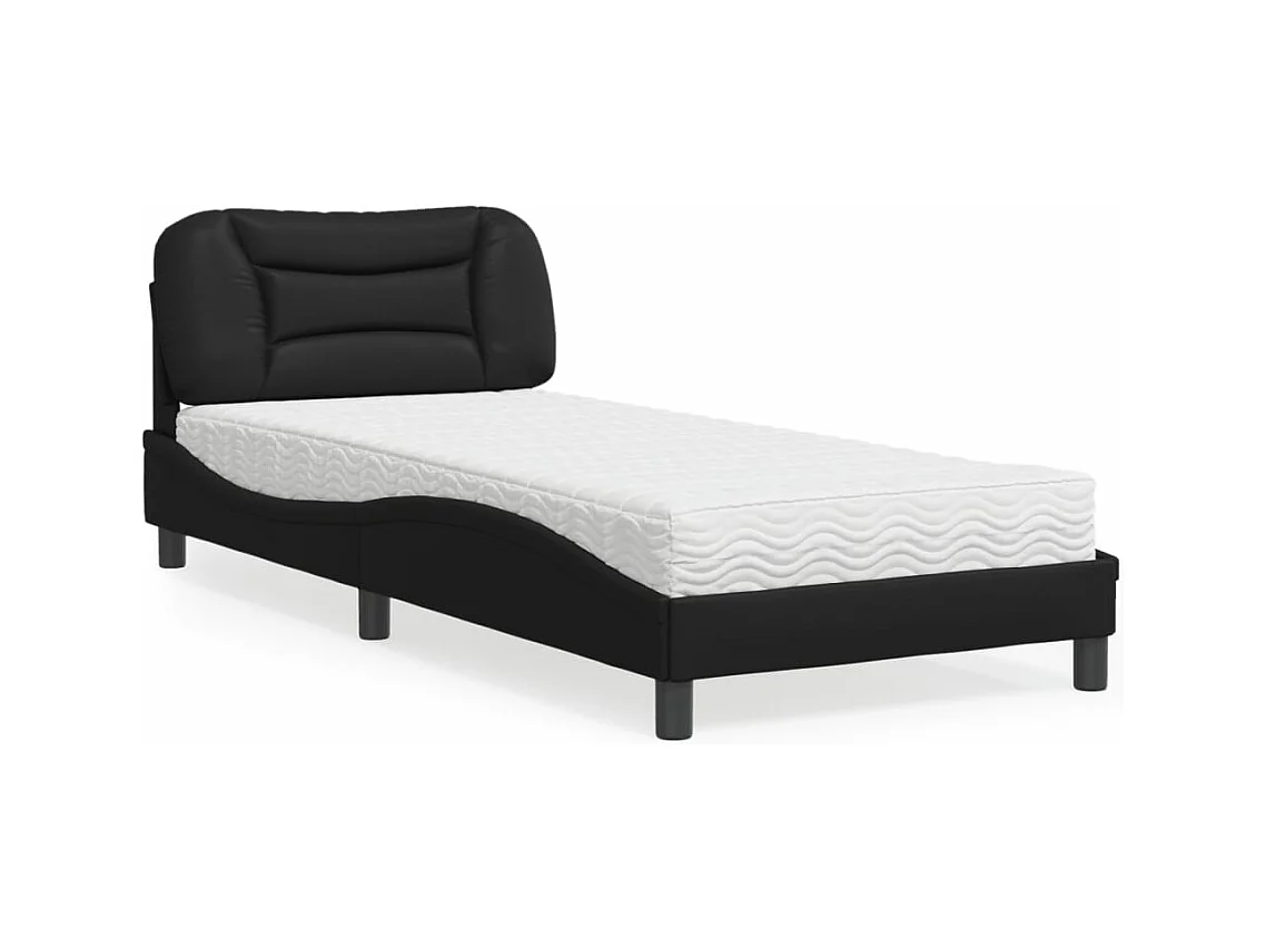 Bed met matras "Hvar" kunstleer zwart 90x190 cm