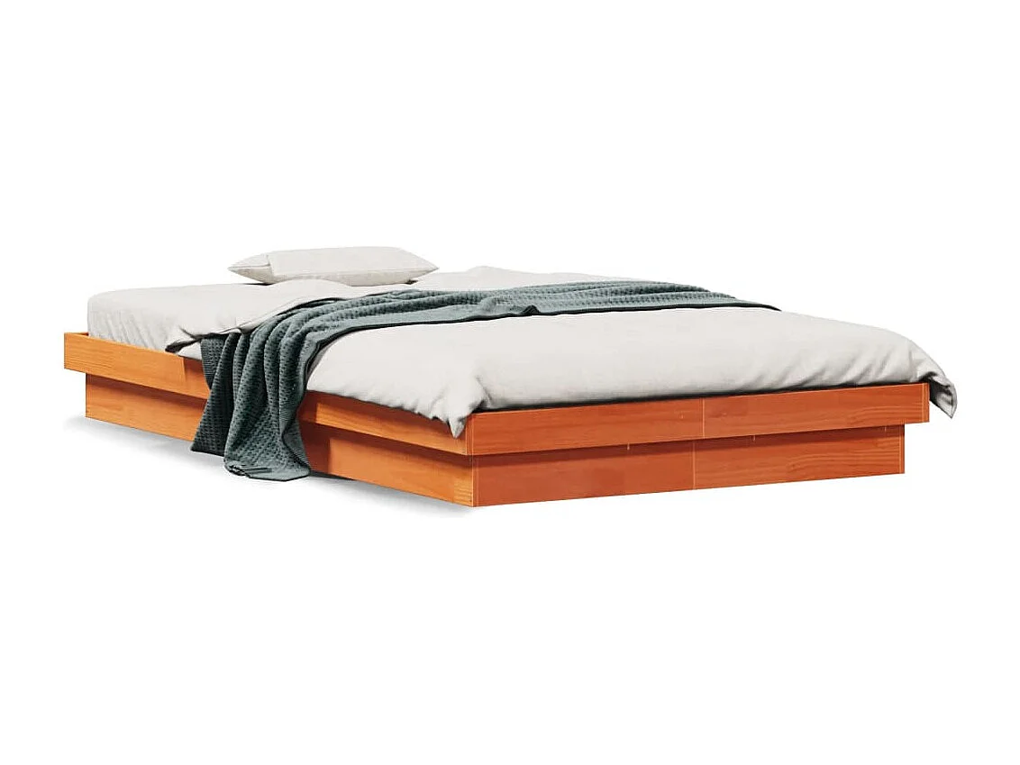 Estructura de cama LED madera maciza pino marrón cera 140x200cm