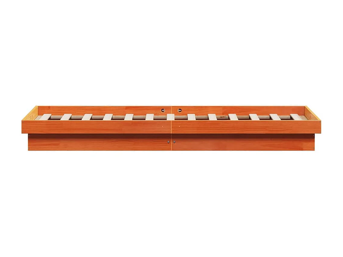 Estructura de cama LED madera maciza pino marrón cera 140x200cm