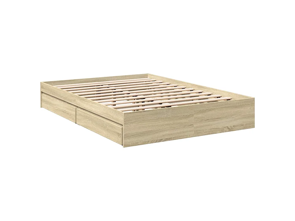 Cadre de lit avec tiroirs sans matelas chêne sonoma 140x200 cm