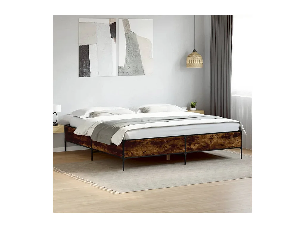 Cadre de lit sans matelas chêne fumé 200x200 cm