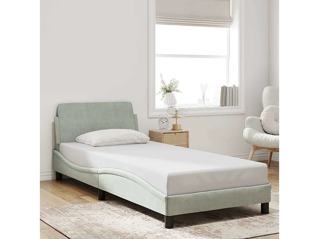 Bedframe "Dover" 90x200 cm fluweel lichtgrijs
