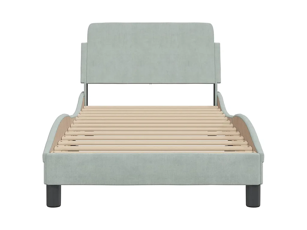 Cadre de lit Dover gris clair 90x200 cm velours