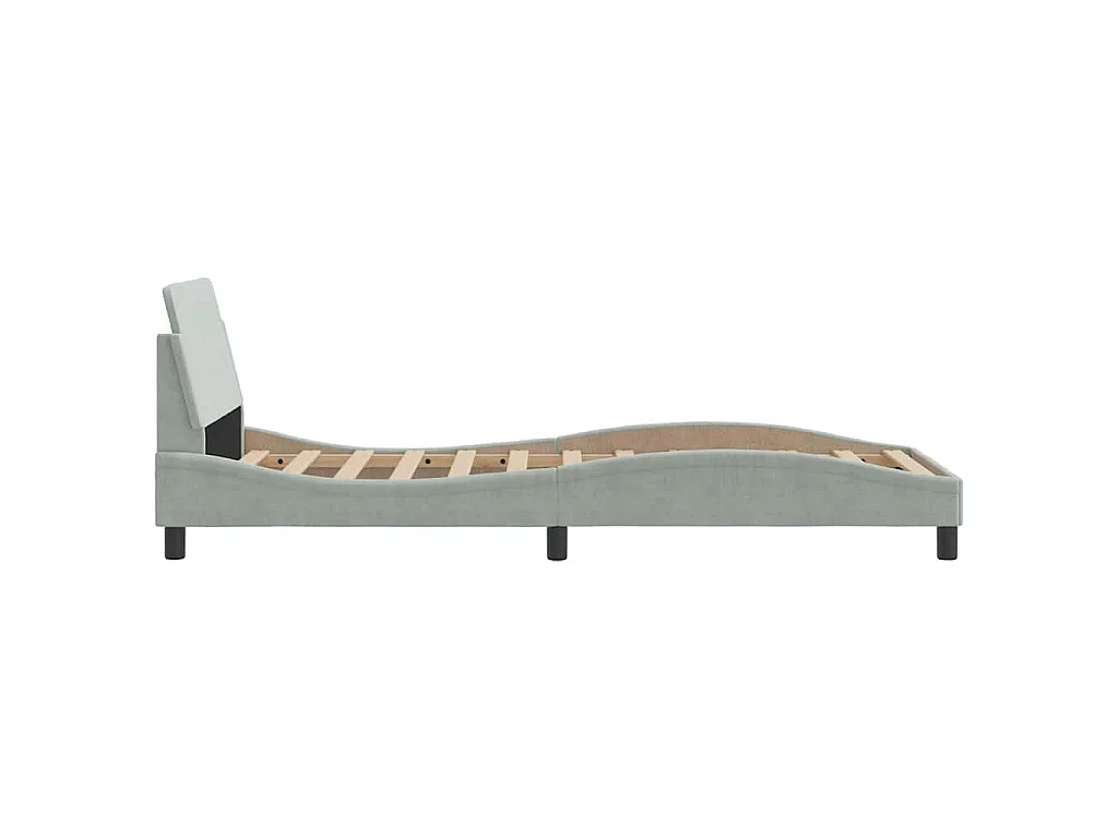 Cadre de lit Dover gris clair 90x200 cm velours