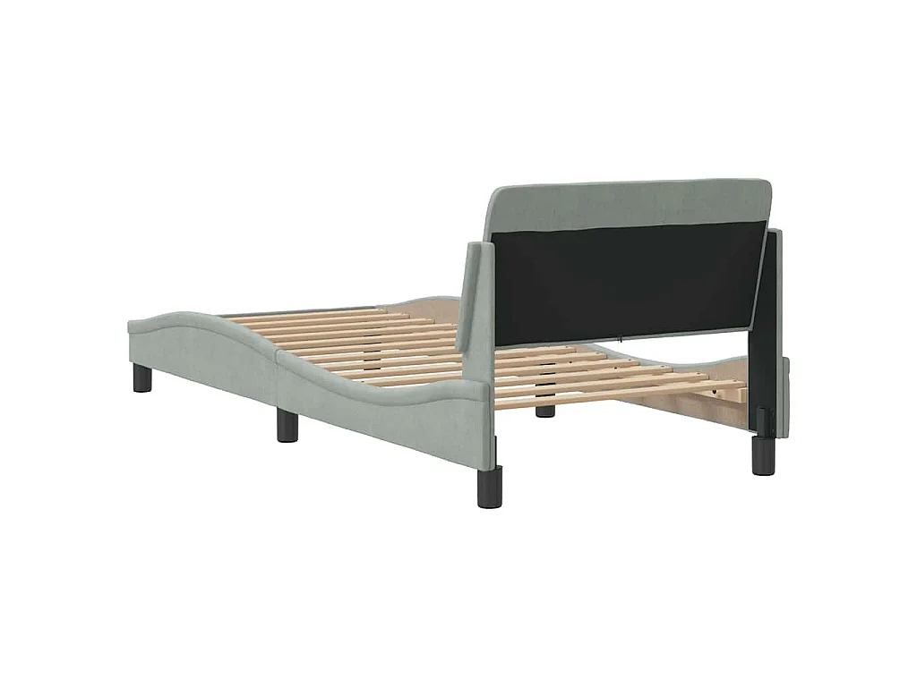 Cadre de lit Dover gris clair 90x200 cm velours