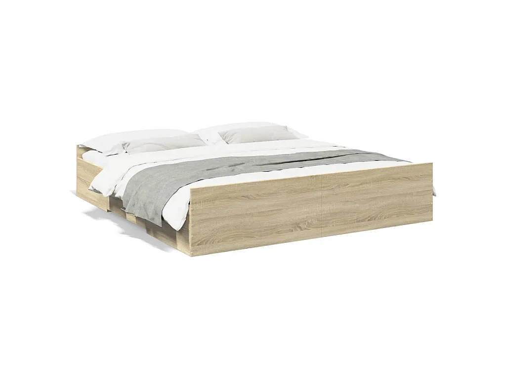 Cadre de lit avec tiroirs sans matelas chêne sonoma 200x200 cm