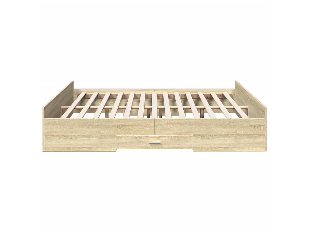 Cadre de lit avec tiroirs sans matelas chêne sonoma 200x200 cm