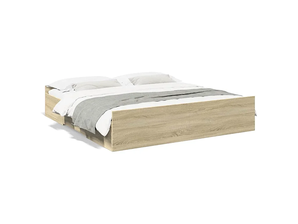 Cadre de lit avec tiroirs sans matelas chêne sonoma 200x200 cm