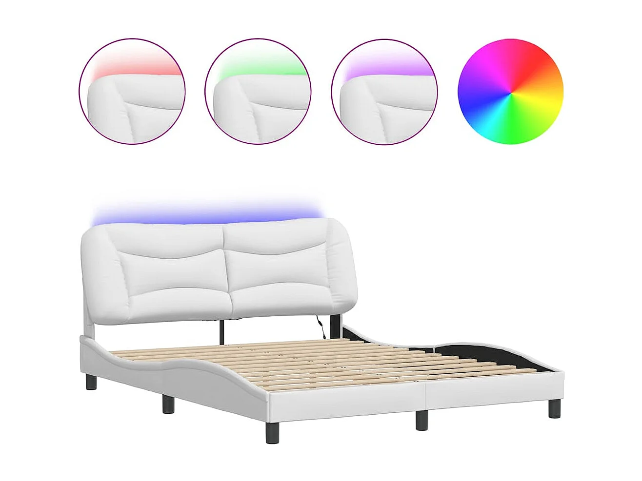 Cadre de lit avec LED sans matelas Hvar blanc 160x200 cm