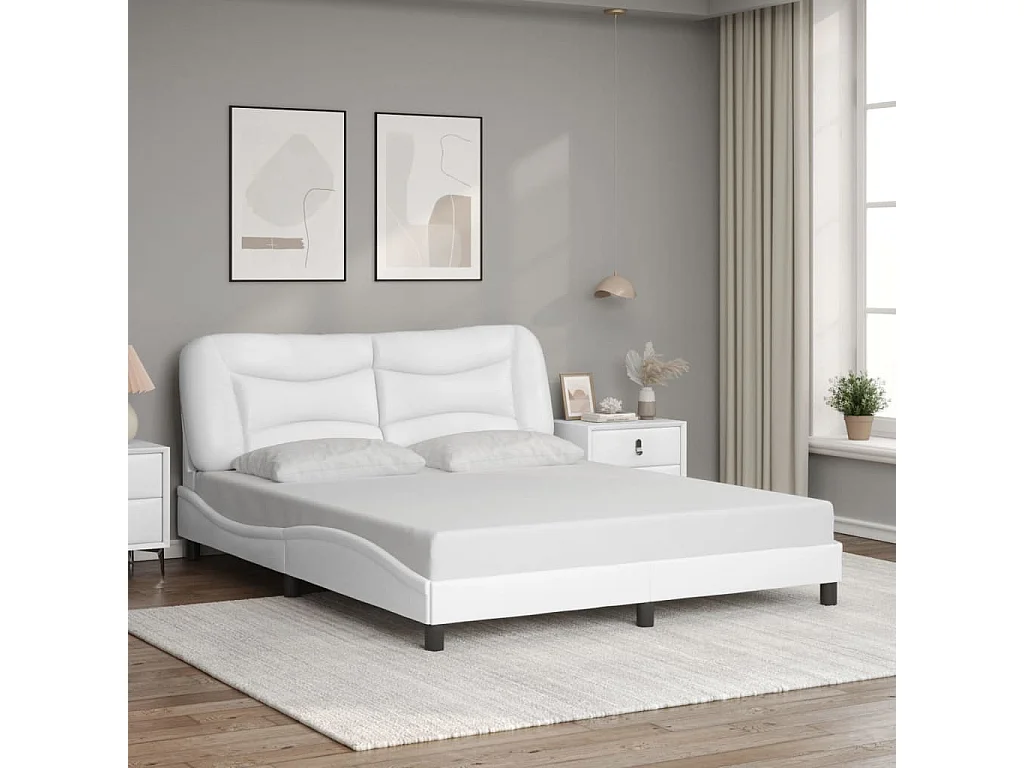 Cadre de lit avec LED sans matelas Hvar blanc 160x200 cm