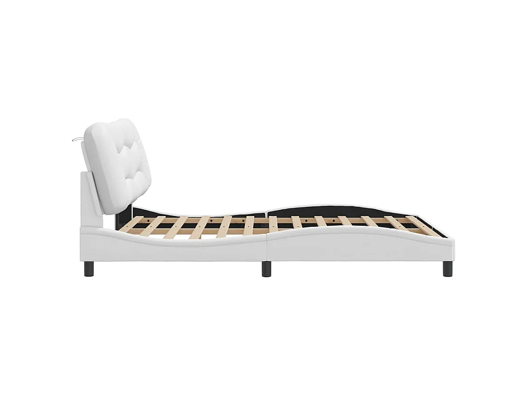 Cadre de lit avec LED sans matelas Hvar blanc 160x200 cm
