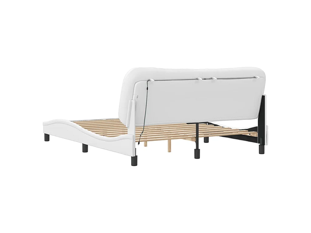 Cadre de lit avec LED sans matelas Hvar blanc 160x200 cm
