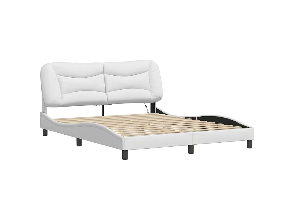 Cadre de lit avec LED sans matelas Hvar blanc 160x200 cm