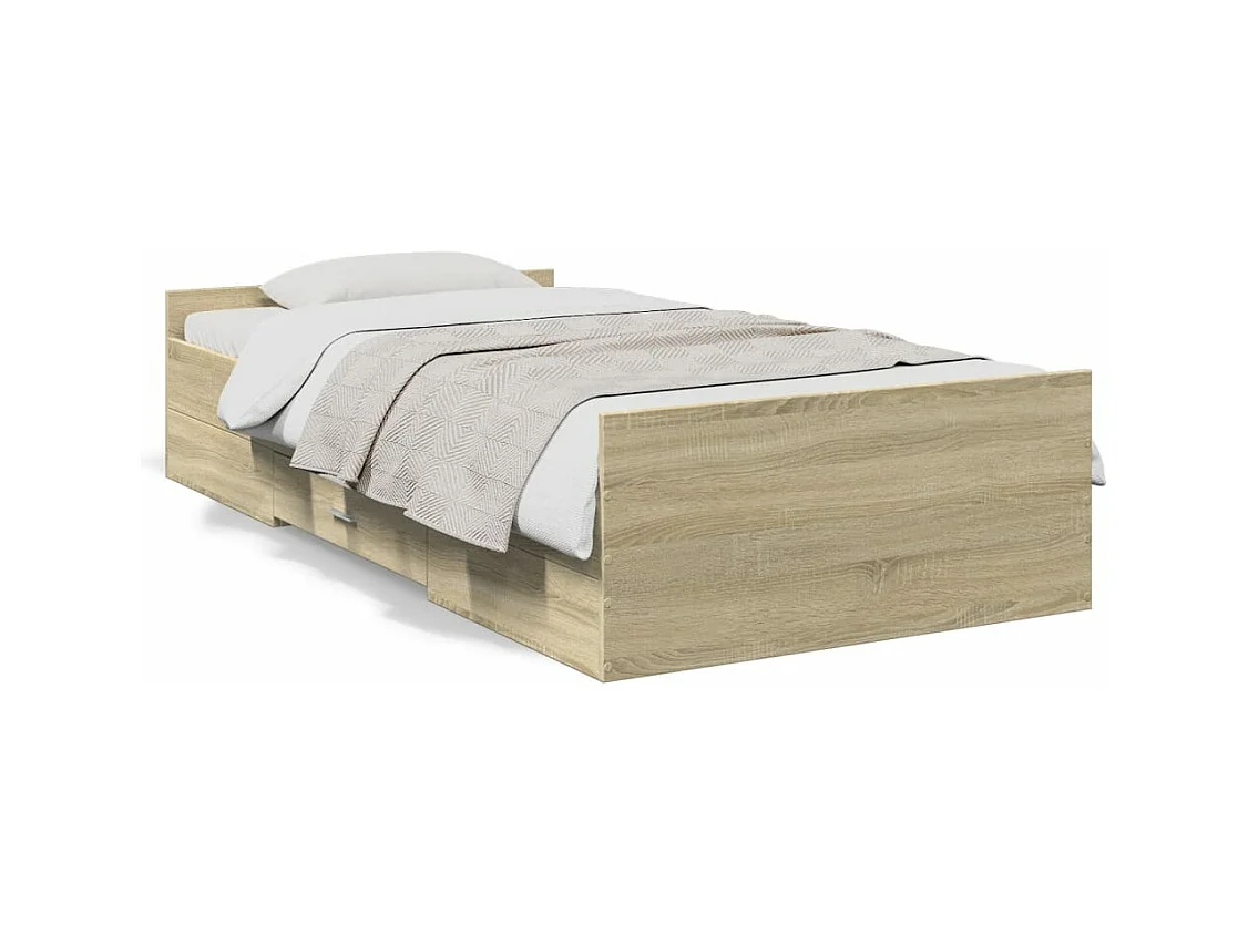 Cadre de lit avec tiroirs sans matelas chêne sonoma 90x190 cm