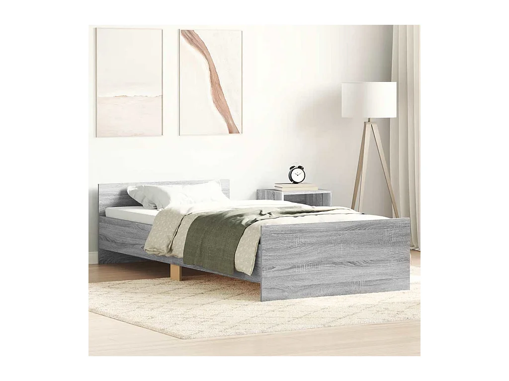 Bedframe bewerkt hout grijs sonoma eikenkleurig 90x190 cm
