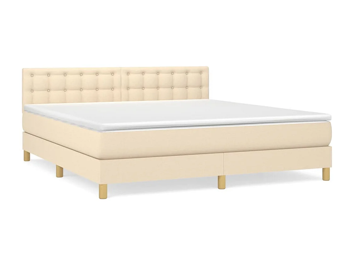 Boxspring met matras stof crèmekleurig 180x200 cm