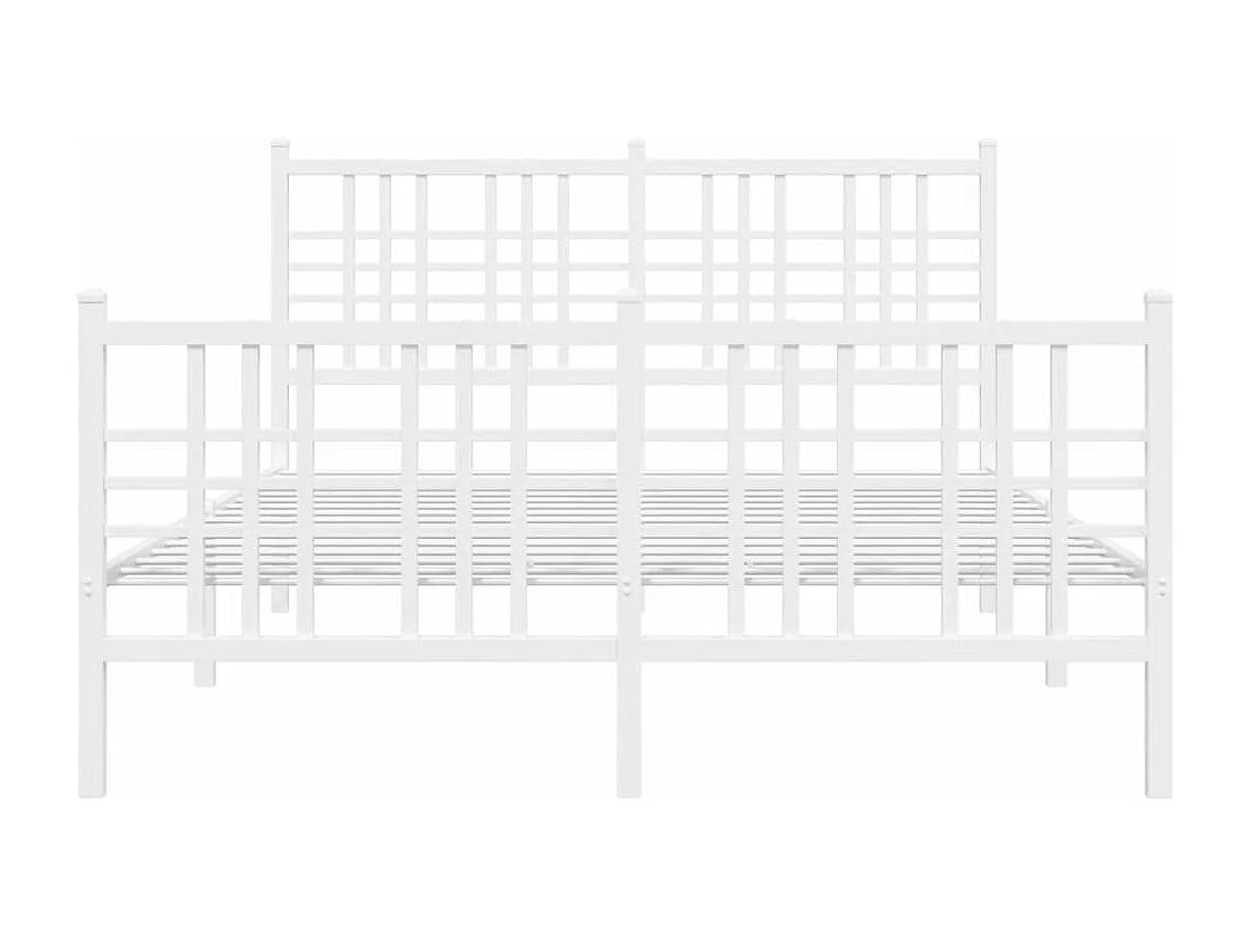 Giroletto con Testiera e Pediera Metallo Bianco 140x190 cm