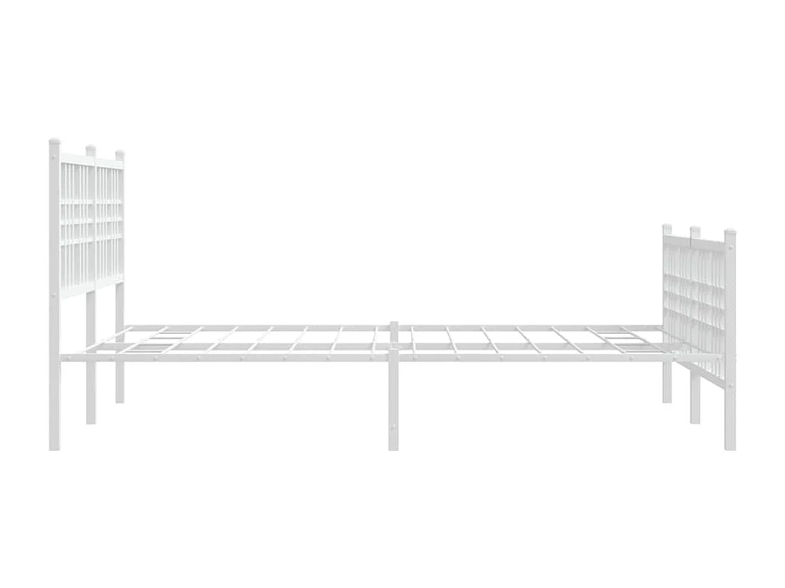 Cadre de lit métal sans matelas et pied de lit blanc 140x190 cm